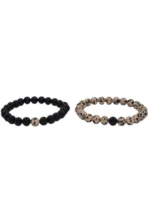 Firetti Armband Set Multipack Schmuck Geschenk Zugarmbänder Steinarmband Edelstein (Set, 2-tlg), Made in Germany - mit Howlith, Türkis oder Dalmatiner Jaspis und Onyx