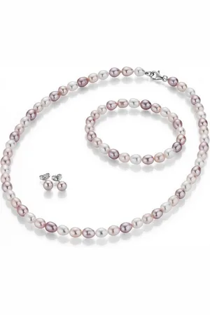 Firetti Schmuckset Multipack Schmuck Geschenk Silber 925 Halskette Armband Ohrstecker (Set, 4-tlg), Made in Germany - mit Süßwasserzuchtperlen