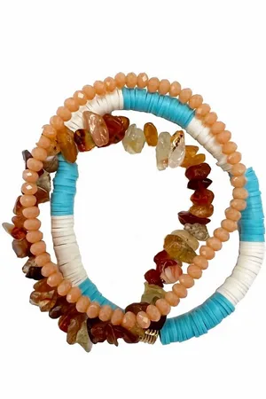 Firetti Armband Set Multipack Schmuck Geschenk Zugarmbänder Steinarmband Edelstein (Set, 3-tlg), Made in Germany - mit Achat, Glasstein