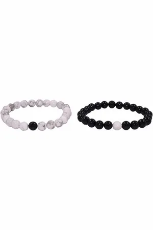 Firetti Armband Set Multipack Schmuck Geschenk Zugarmbänder Steinarmband Edelstein (Set, 2-tlg), Made in Germany - mit Howlith, Türkis oder Dalmatiner Jaspis und Onyx