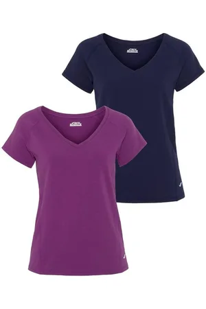 FAYN SPORTS Funktionsshirt Double Pack Essential (Packung, 2-tlg., 2er-Pack) Kurzarm, lockere Passform, unifarben, V-Ausschnitt