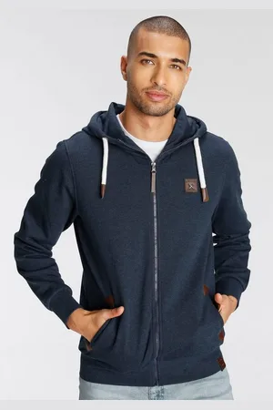 AJC Kapuzensweatjacke mit Lederappltikationen an den Eingriffstaschen