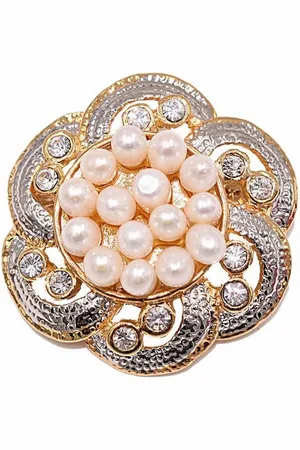 Firetti Brosche Schmuck Geschenk Ansteckschmuck Blume Glitzersteine, mit Strassstein - mit Süßwasserzuchtperle