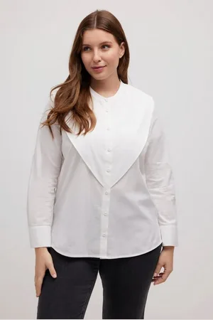 Ulla Popken Satinbluse Bluse Überwurf Stehkragen Langarm Biobaumwolle - Verkäufer: Popken Fashion Group