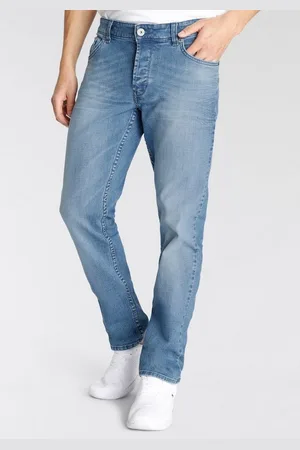 Bruno Banani Straight-Jeans Dylan gerade Beinform, Used-Waschung, niedrige Leibhöhe