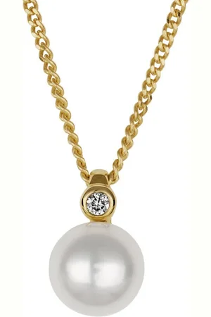 Orolino Kette mit Anhänger 585 Gold mit Brillant 0,03ct. + Perle weiß 7-7,5mm