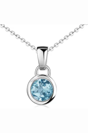 Materia Runder Anhänger Damen Silber Edelstein Topas Hellblau Ø8mm KA-505, 925 Sterling Silber, rhodiniert - Verkäufer: Schmuck