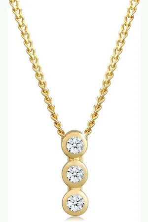 Elli DIAMONDS Kette mit Anhänger Diamant Trio Brillantschliff (0.045 ct) 585 Gelbgold, Kreis - Verkäufer: JULIE & GRACE GmbH