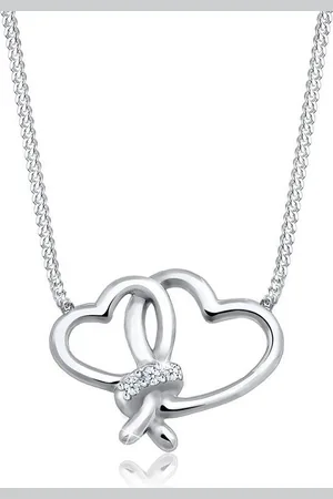 Elli DIAMONDS Kette mit Anhänger Doppeltes Herz Diamant Weiß (0.045 ct) 925 Sterling Silber, Diamant - Verkäufer: JULIE & GRACE GmbH