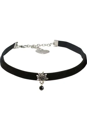 Alpenflüstern Choker Trachten-Samt-Kropfband Strass-Edelweiß Perle (schwarz), - nostalgische Trachtenkette enganliegend, Kropfkette elastisch, Damen-Trachtenschmuck, Samtkropfband schmal - Verkäufer: