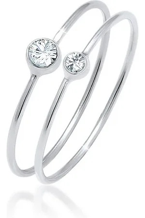 Elli Ring-Set Solitär Kristalle (2 tlg) 925 Silber, Ring Set - Verkäufer: JULIE & GRACE GmbH