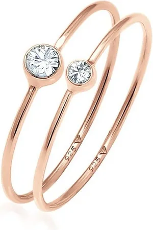 Elli Ring-Set Solitär Kristalle (2 tlg) 925 Silber, Ring Set - Verkäufer: JULIE & GRACE GmbH