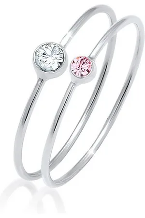 Elli Ring-Set Solitär Kristalle (2 tlg) 925 Silber, Ring Set - Verkäufer: JULIE & GRACE GmbH