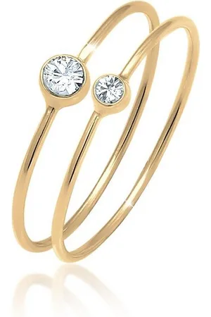 Elli Ring-Set Solitär Kristalle (2 tlg) 925 Silber, Ring Set - Verkäufer: JULIE & GRACE GmbH