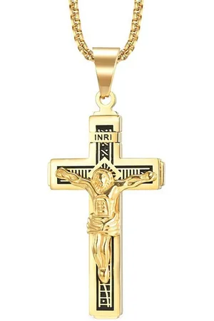 Karisma Kettenanhänger Edelstahl Kreuzanhänger Inri Jesus Kette Länge 55cm - Verkäufer: Schmuck