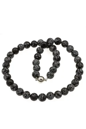 Bella Carina Perlenkette Kette mit Schneeflocken Obsidian 10 mm Perlen - Verkäufer: