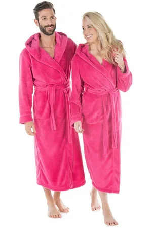 Celinatex Bademantel Morgenmantel Kapuze Fleece wadenlang für Sie&Ihn Samos L pink, Polyester - Verkäufer: Home-Garden24