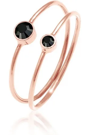 Elli Ring-Set Schwarz Kristalle (2 tlg) 925 Silber, Ring Set - Verkäufer: JULIE & GRACE GmbH