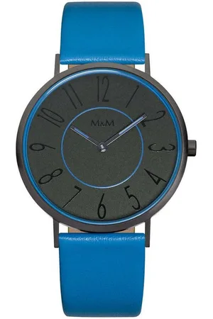M&M Quarzuhr Armbanduhr Damen Leder Basic Line 40, (1-tlg), Zifferblatt schwarz, groß. Analoguhr rund mit Lederarmband, Designer Uhr, deutsche Manufaktur, inkl. edles Etui - Verkäufer: Germany