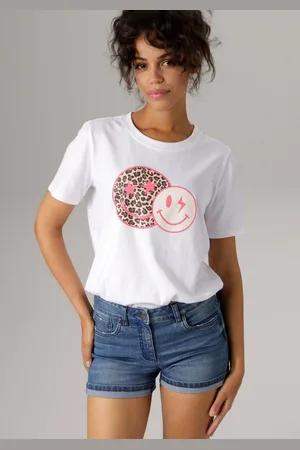 Aniston T-Shirt mit coolen Smileys bedruckt