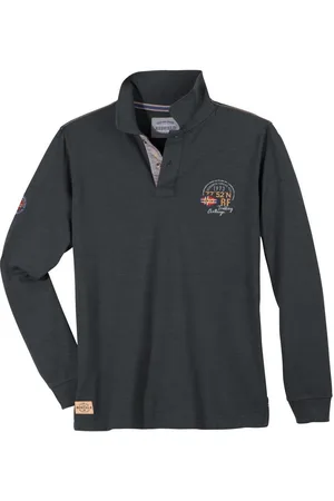 Redfield Langarm-Poloshirt Langarm-Polo Übergröße anthrazit modisch - Verkäufer: bigtex