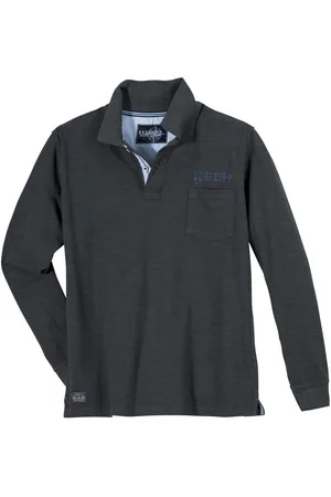 Redfield Langarm-Poloshirt Langarm-Polo XXL modisch anthrazit melange - Verkäufer: bigtex