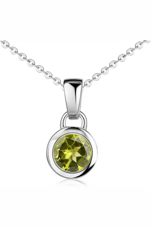 Materia Runder Anhänger Damen Silber Edelstein Peridot Ø8mm KA-505, 925 Sterling Silber, rhodiniert - Verkäufer: Schmuck