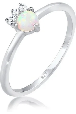 Elli Verlobungsring Vintage Zirkonia Kristalle Opal Trend 925 Silber - Verkäufer: JULIE & GRACE GmbH