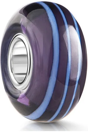 Materia Bead Glasperle Charm Linien Streifen Blau 578, Kern aus 925 Sterling Silber - Verkäufer: Schmuck