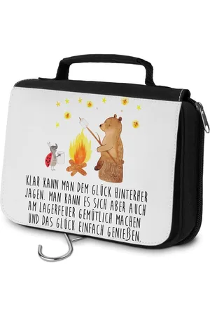 Mr. & Mrs. Panda Kulturbeutel Bär & Marienkäfer Lagerfeuer - - Geschenk, Kulturtasche, Herren, (1-tlg), Mehrere Fächer - Verkäufer: