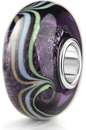 Materia Bead Glasperle Linien Muster Glitzerfolie Bunt 513, Hülse aus 925 Sterling Silber - Verkäufer: Schmuck