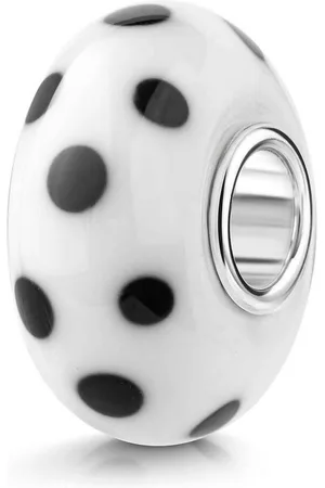 Materia Bead Glasperle Punkte Dalmatiner Weiß 432, Kern aus 925 Sterling Silber - Verkäufer: Schmuck
