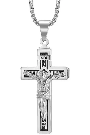 Karisma Kettenanhänger Edelstahl Kreuzanhänger Inri Jesus Kette Länge 55cm - Verkäufer: Schmuck