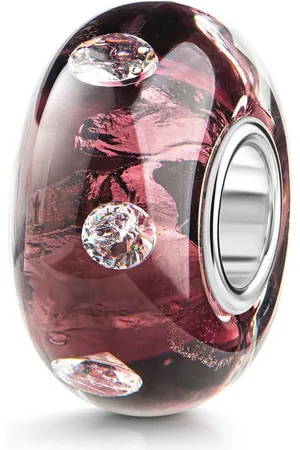 Materia Bead Glasperle Weinrot Glitzerfolie Zirkonia 1247, Kern aus 925 Sterling Silber - Verkäufer: Schmuck