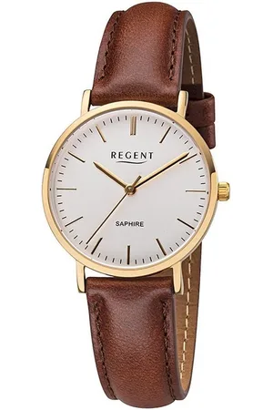 Regent Quarzuhr Goldfarben mit Lederband Braun - Verkäufer: uhrcenter