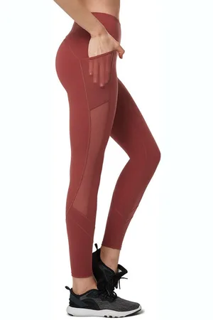 Yvette Ries Leggings Damen Mesh Sport Leggings mit Taschen, hight wiast, 353A21 - Verkäufer: Sports