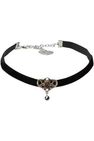 Alpenflüstern Choker Trachten-Samt-Kropfband Hedy (schwarz), - nostalgische Trachtenkette enganliegend, Kropfkette elastisch, Damen-Trachtenschmuck, Samtkropfband schmal - Verkäufer: