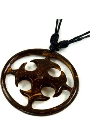 GURU-SHOP Perlenkette Ethnokette Kette mit Kokosanhänger, Surferkette.. - Verkäufer: