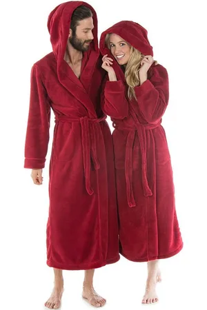 Celinatex Bademantel Morgenmantel Kapuze Fleece wadenlang für Sie&Ihn Samos L bordeaux, Polyester - Verkäufer: Home-Garden24