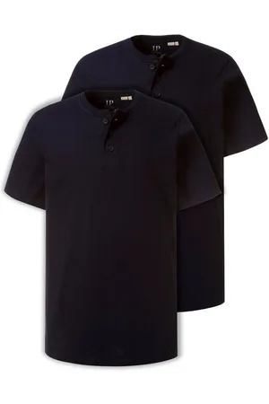 JP 1880 T-Shirt Henleys Basic 2er-Pack Rundhals Knopfleiste (2-tlg) - Verkäufer: Popken Fashion Group