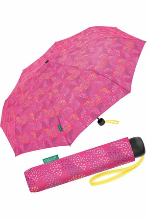 Benetton Taschenregenschirm Super Mini - Pop Dots fuchsia, mit modernem Punkte-Kreise-Muster - Verkäufer: RS-Versand
