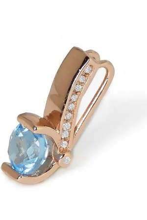 Goldene Hufeisen Kettenanhänger Swiss Blautopas Kettenanhänger Gleiter 925 Silber in Rosegold, Damenschmuck mit Edelsteine - Verkäufer: