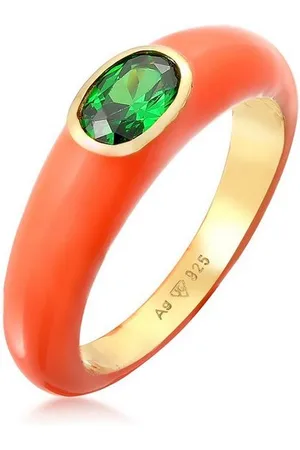 Elli Fingerring Zirkonia Oval Solitär Emaille 925 Silber - Verkäufer: JULIE & GRACE GmbH
