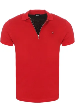 Diesel Poloshirt Herren Poloshirt T-EYE unifarben, mit Reißverschluss, Labelstitching im Brustbereich - Verkäufer: leyoley