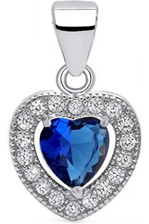 Goldene Hufeisen Herzanhänger Saphir Zirkonia Herz Anhänger für Halskette 925 Silber, 925 Sterling Silber mit Zirkonia Silberschmuck für Damen - Verkäufer: