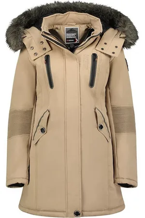 Geographical Norway Winterjacke dicke Damen Outdoor Jacke sehr warm in Unifarbe, mit abnehmbarer Kapuze, mit Stehkragen - Verkäufer: leyoley