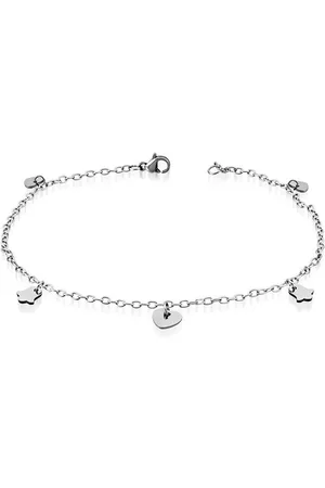 Bungsa Armband Bettelarmband Herzen & Glocken Silber aus Edelstah (1 Armband, inkl. Schmuckbeutel aus Organza), Bracelet Armschmuck - Verkäufer: