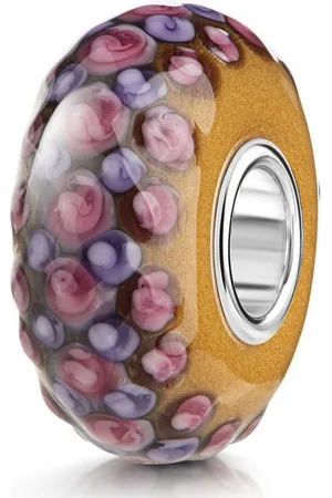 Materia Bead Glasperle Charm Punkte Lila Pink Braun 291, Hülse aus 925 Sterling Silber - Verkäufer: Schmuck
