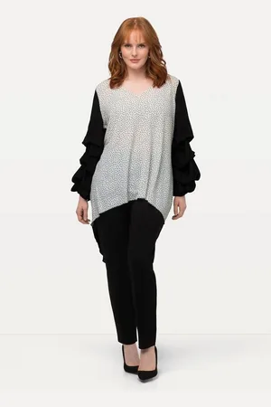 Ulla Popken Tunika Longtunika V-Ausschnitt drapierte 3/4-Ärmel - Verkäufer: Popken Fashion Group