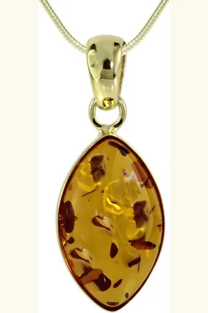 Ostsee-Schmuck Kette mit Anhänger - Macy - Silber 925/000, vergoldet - Bernstein (2-tlg) - Verkäufer: